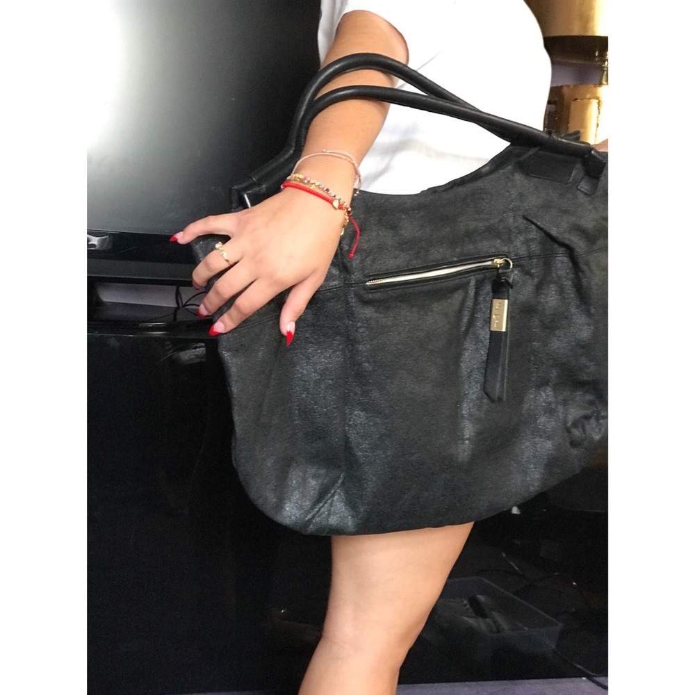 Foley and corrina black leather satchel